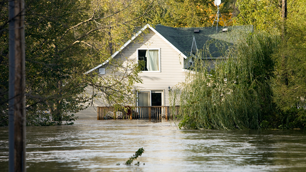 A home flooded following severe weather.