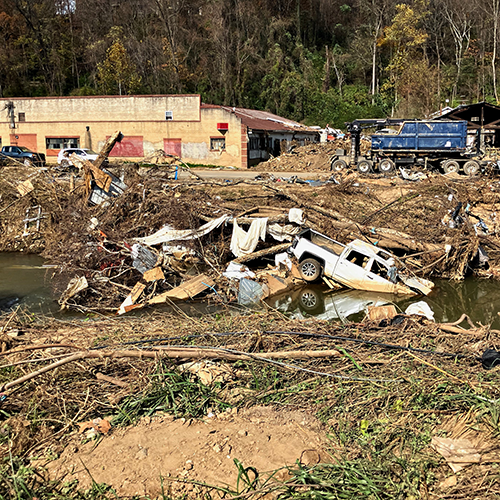Area damage after a hurricane.
