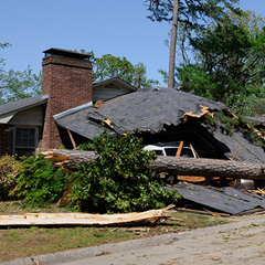 A home is damaged following severe weather.