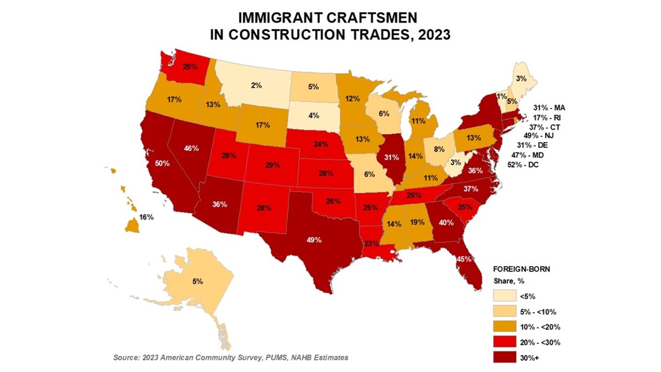 Map of Immigrant Craftsman in Construction Trades