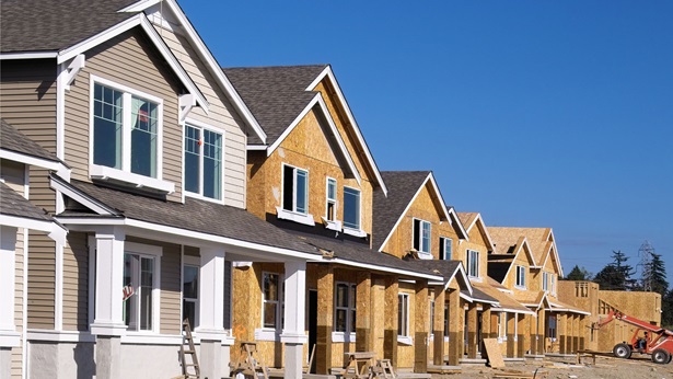 Strip of single family homes