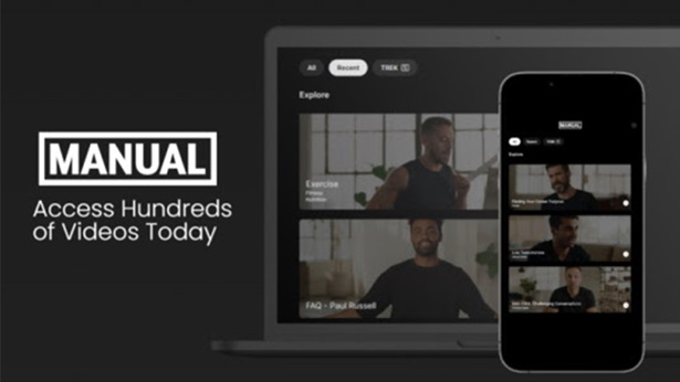 A laptop and phone showing the Manual website
