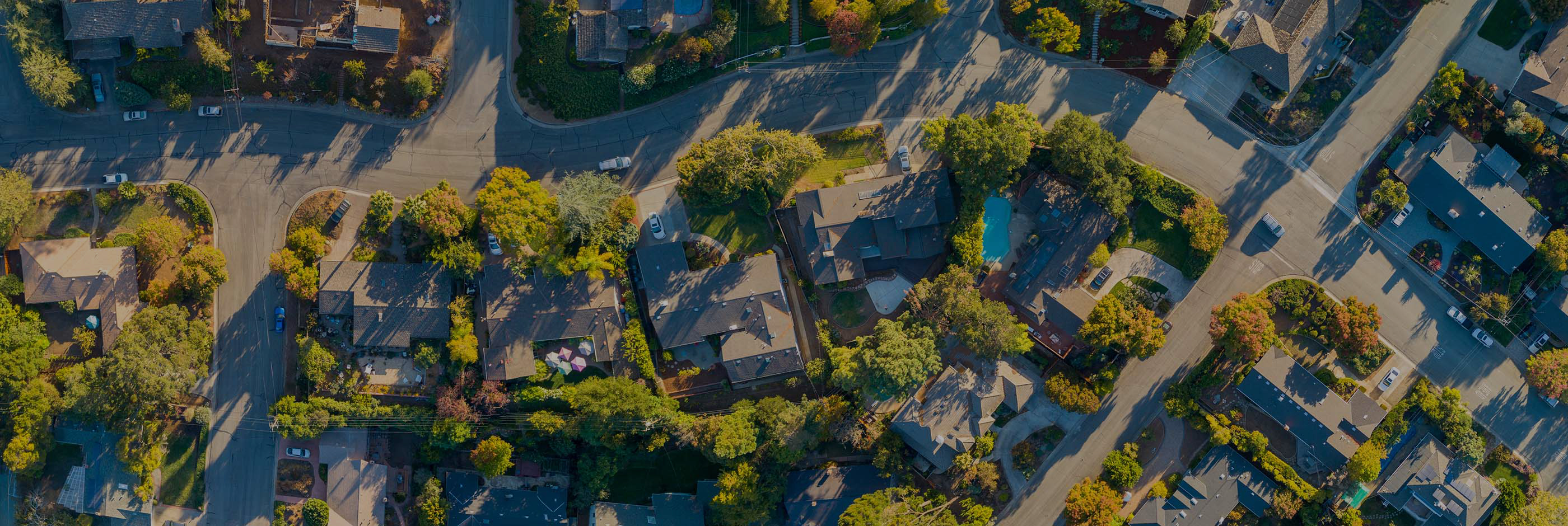 An aerial view of a housing subdivision