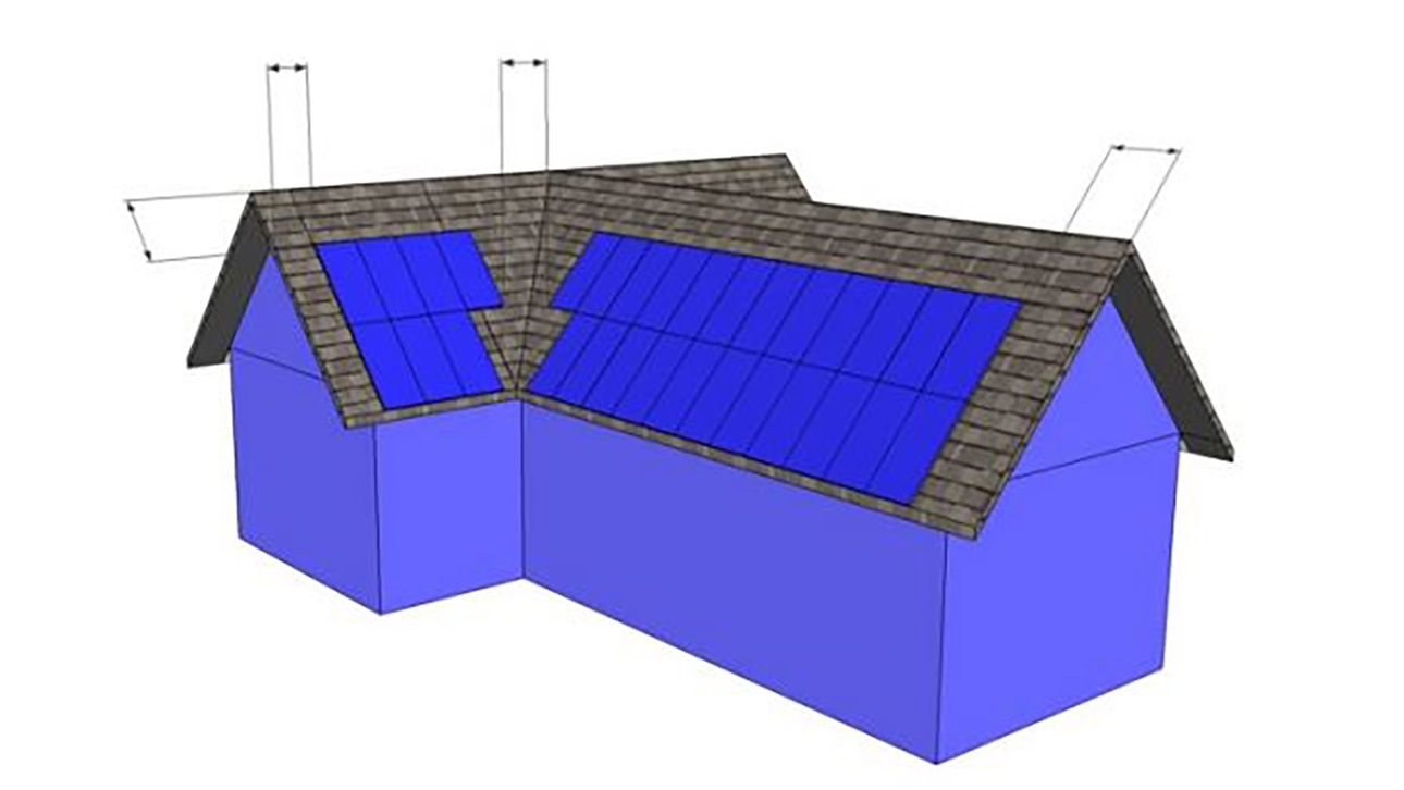 Cross gable roof with valleys drawing