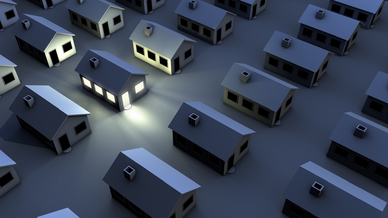 Solar-powered houses in the dark