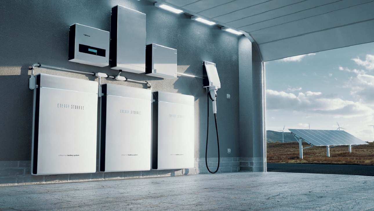 Solar battery storage in a garage