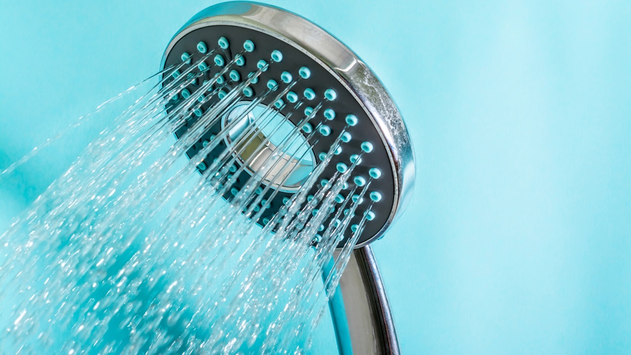 Water coming out of a showerhead