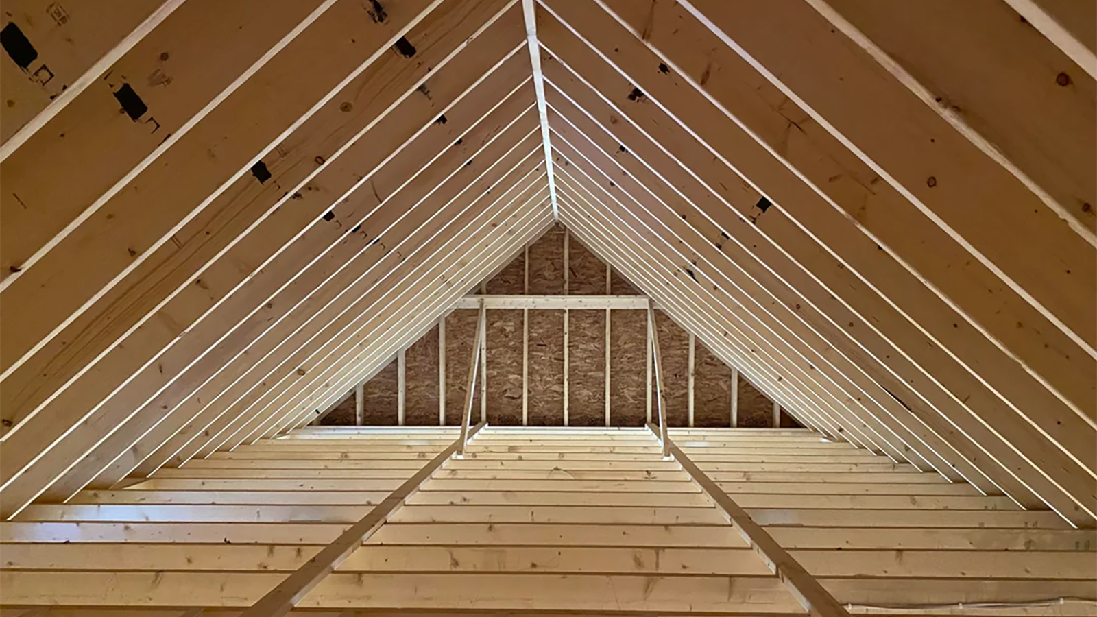 Picture of rafters inside a home attic