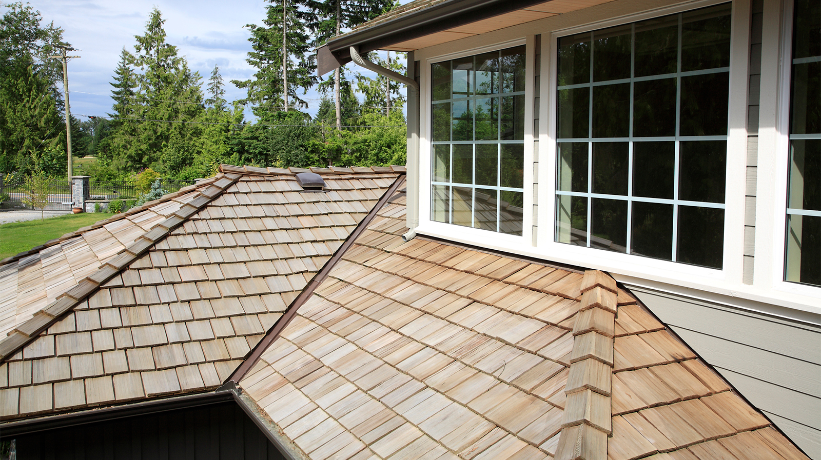 Wooden shingles on a home's roof