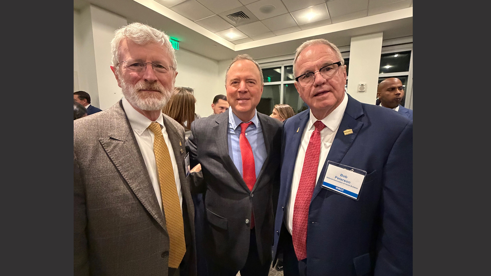 NAHB First Vice Chairman Bill Owens, Sen. Adam Schiff (D-Calif.), and NAHB Second Vice Chairman Bob Peterson