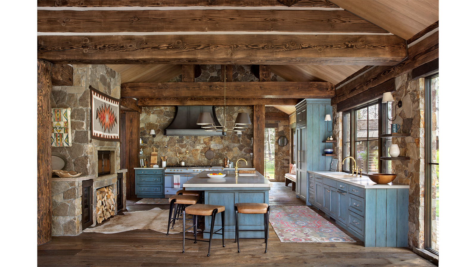 The kitchen of the winner of the Best in American Living Award for Best Log Home Design