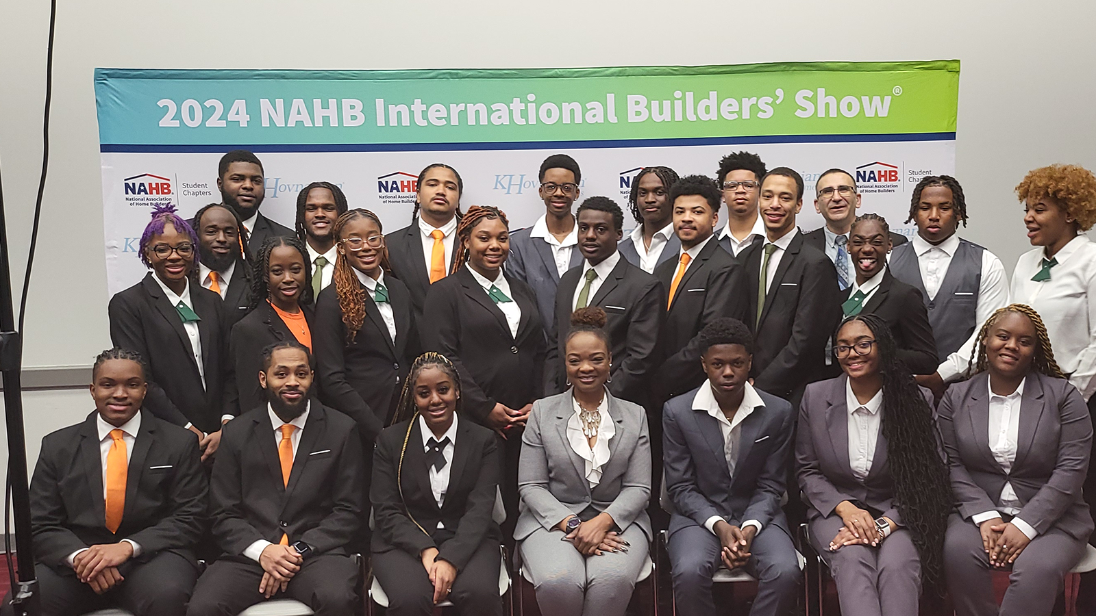 Students pose for a photo at the 2024 International Builders Show.