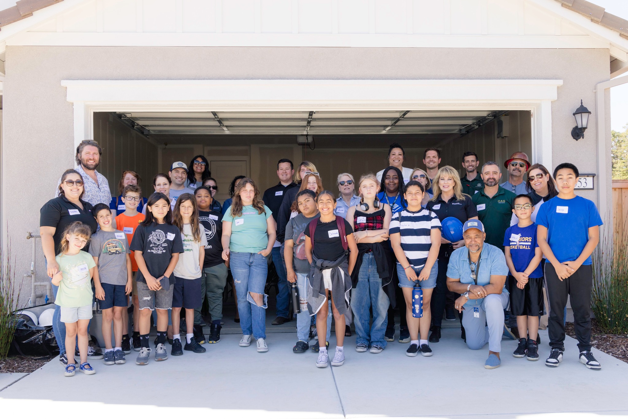 group of boys and girls visiting a job site
