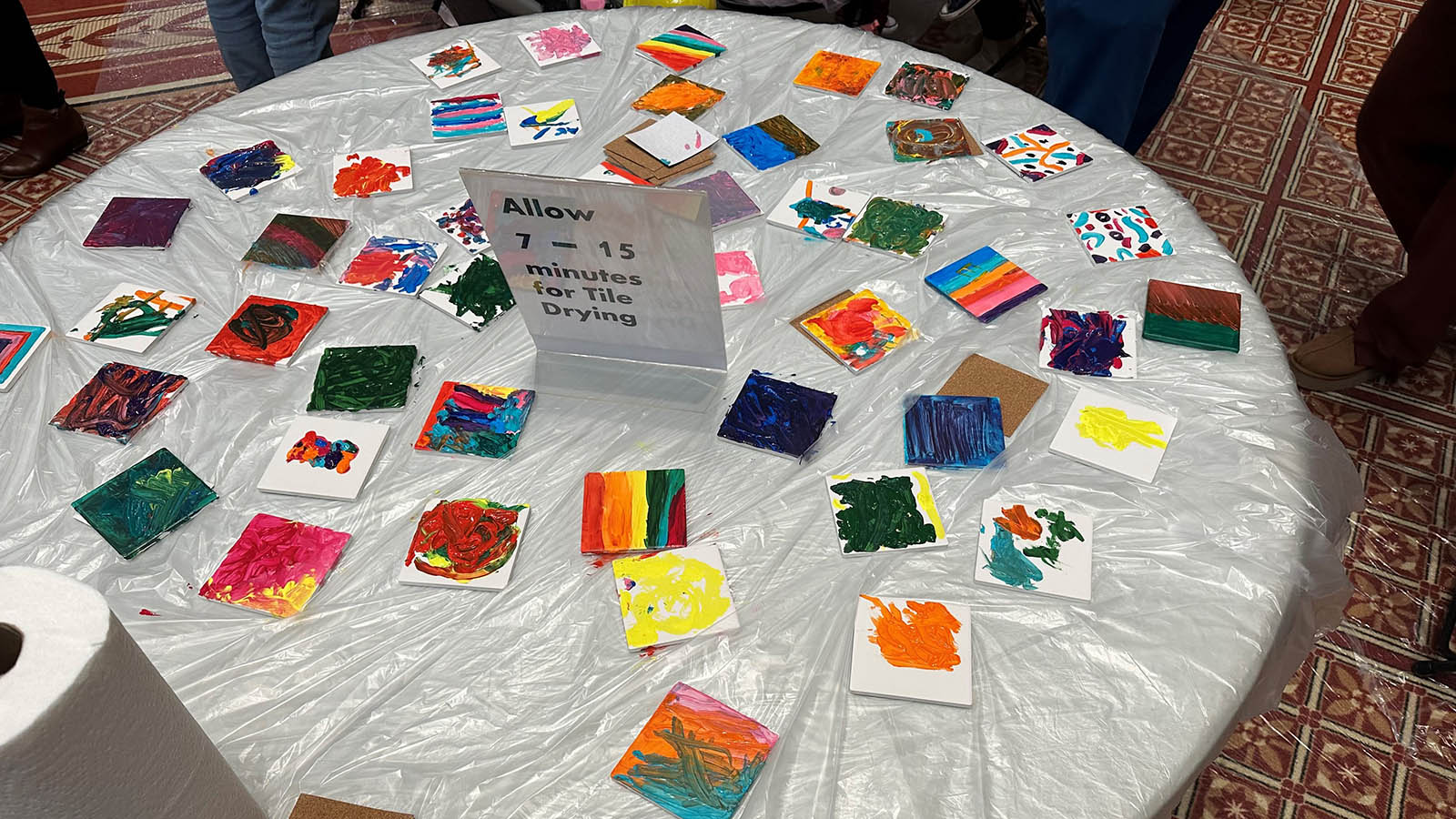 painted tiles by students