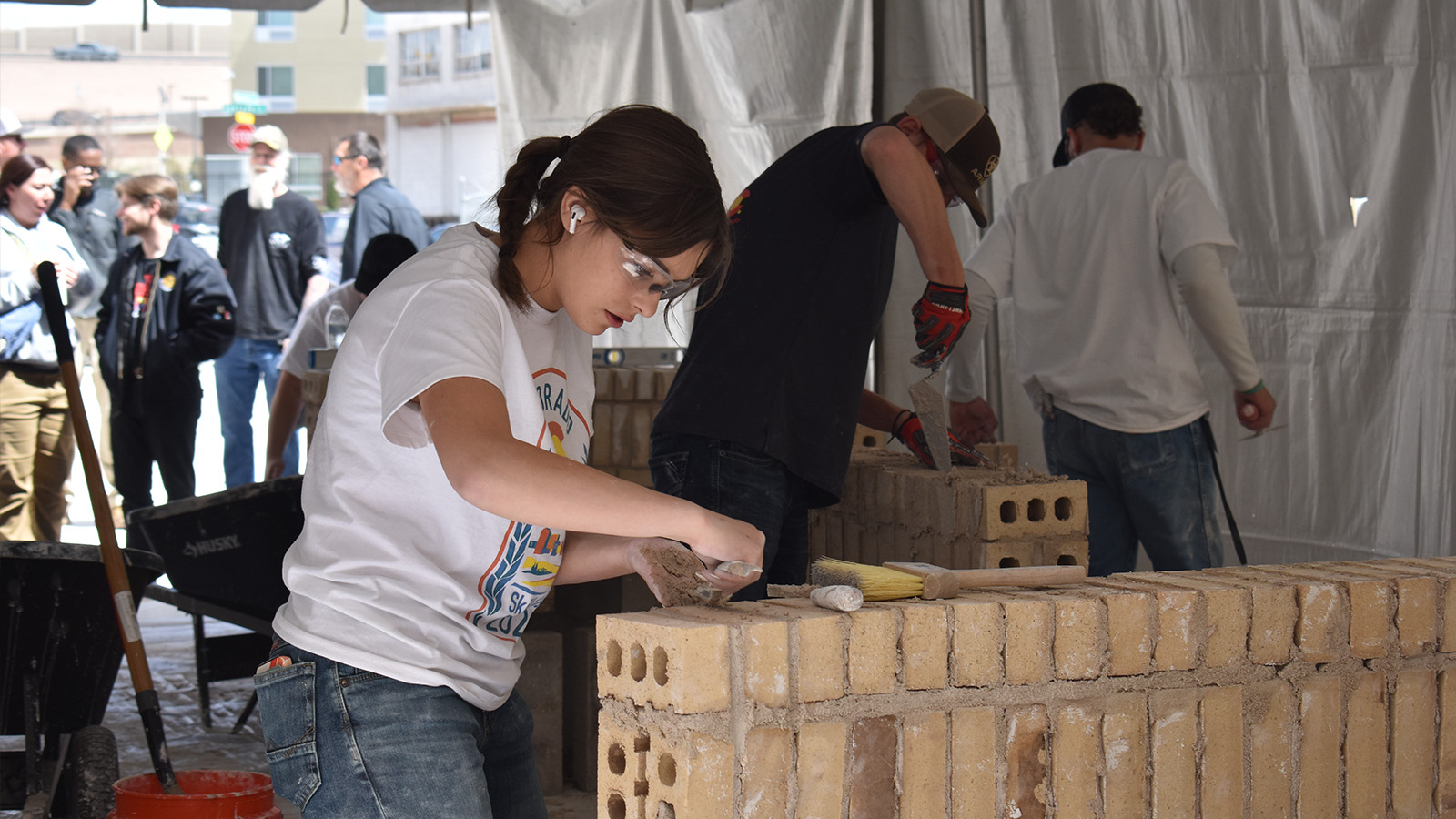 Students work on construction projects at the Colorado Skills USA competition