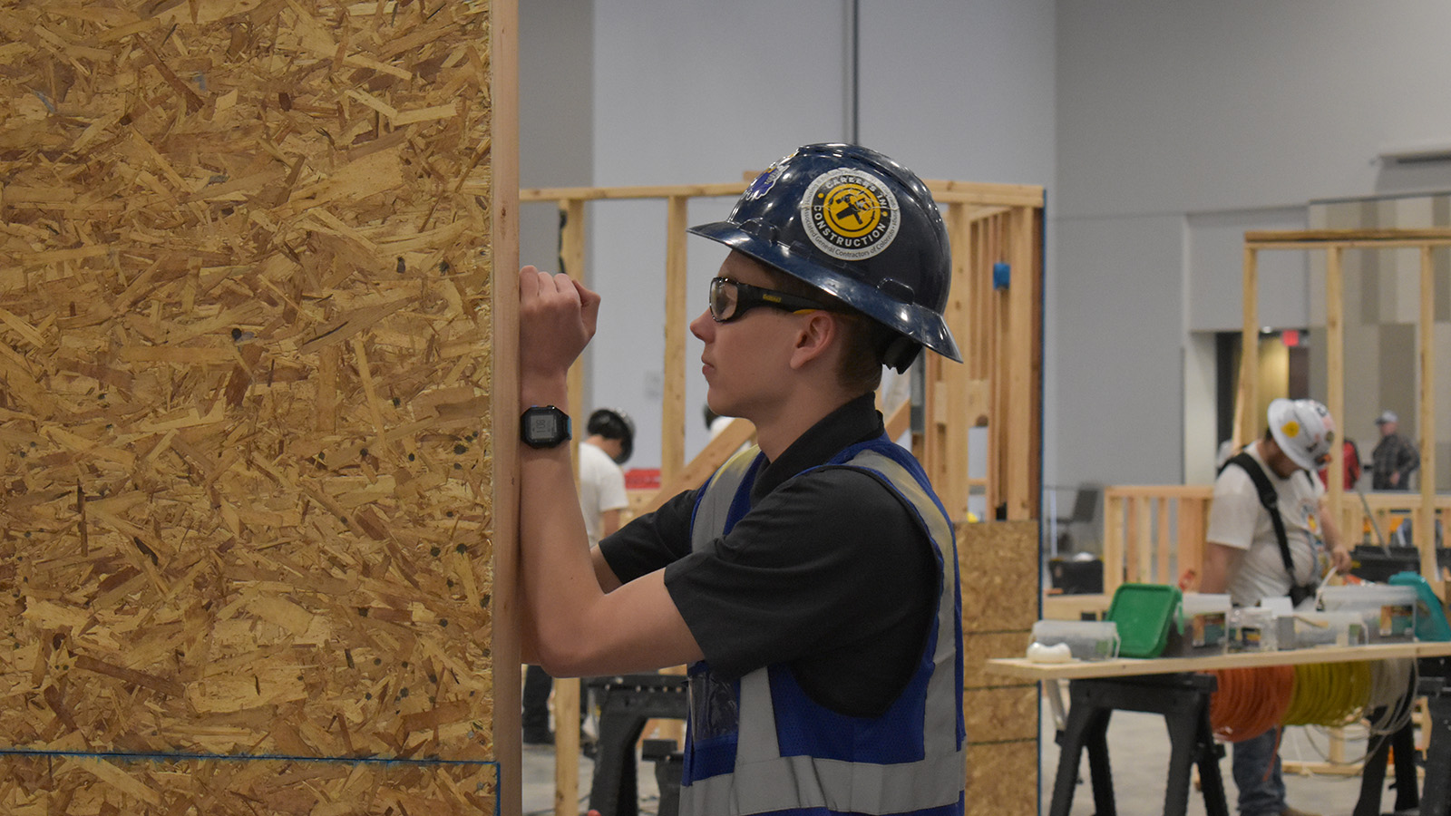 Students work on construction projects at the Colorado Skills USA competition