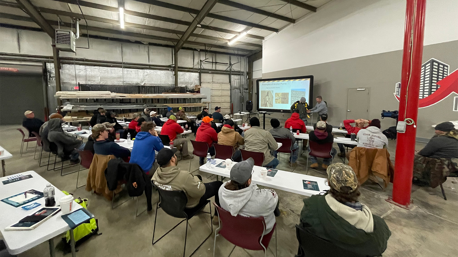 Participants look on at fall prevention training