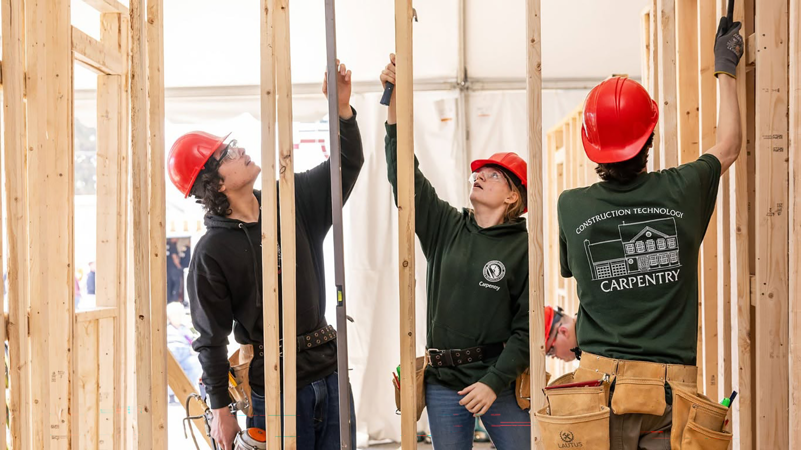 Students practice framing as part of workforce development efforts by the Frederick County Building Industry Association (Md.).