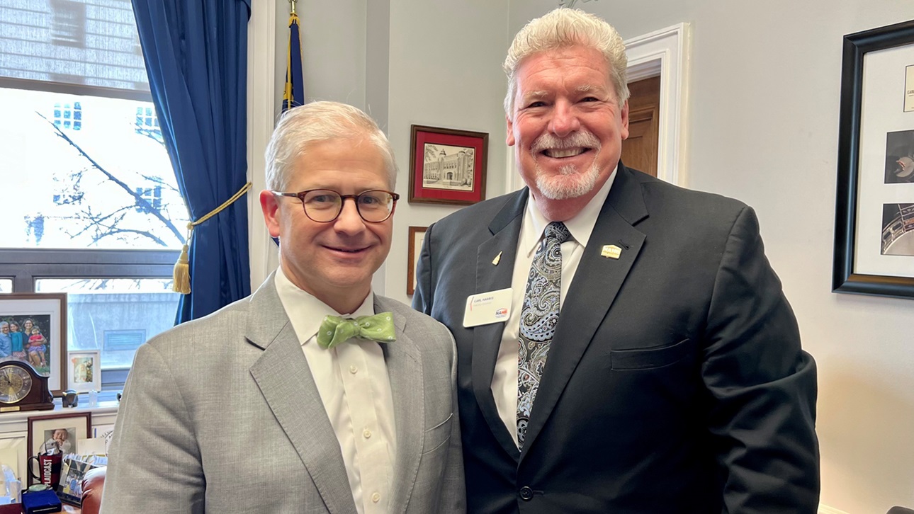 NAHB First Vice Chairman Carl Harris with Rep. Patrick McHenry (R-NC), chair of the House Financial Services Committee
