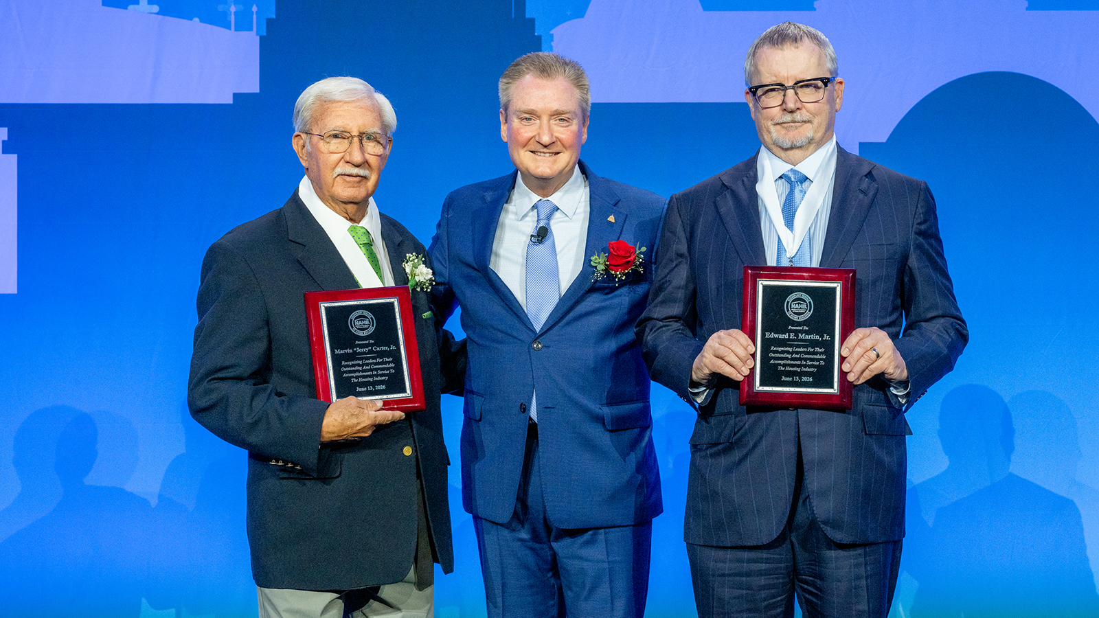 Exemplary Service Winners Jerry Carter and Eddie Martin with Greg Ugalde