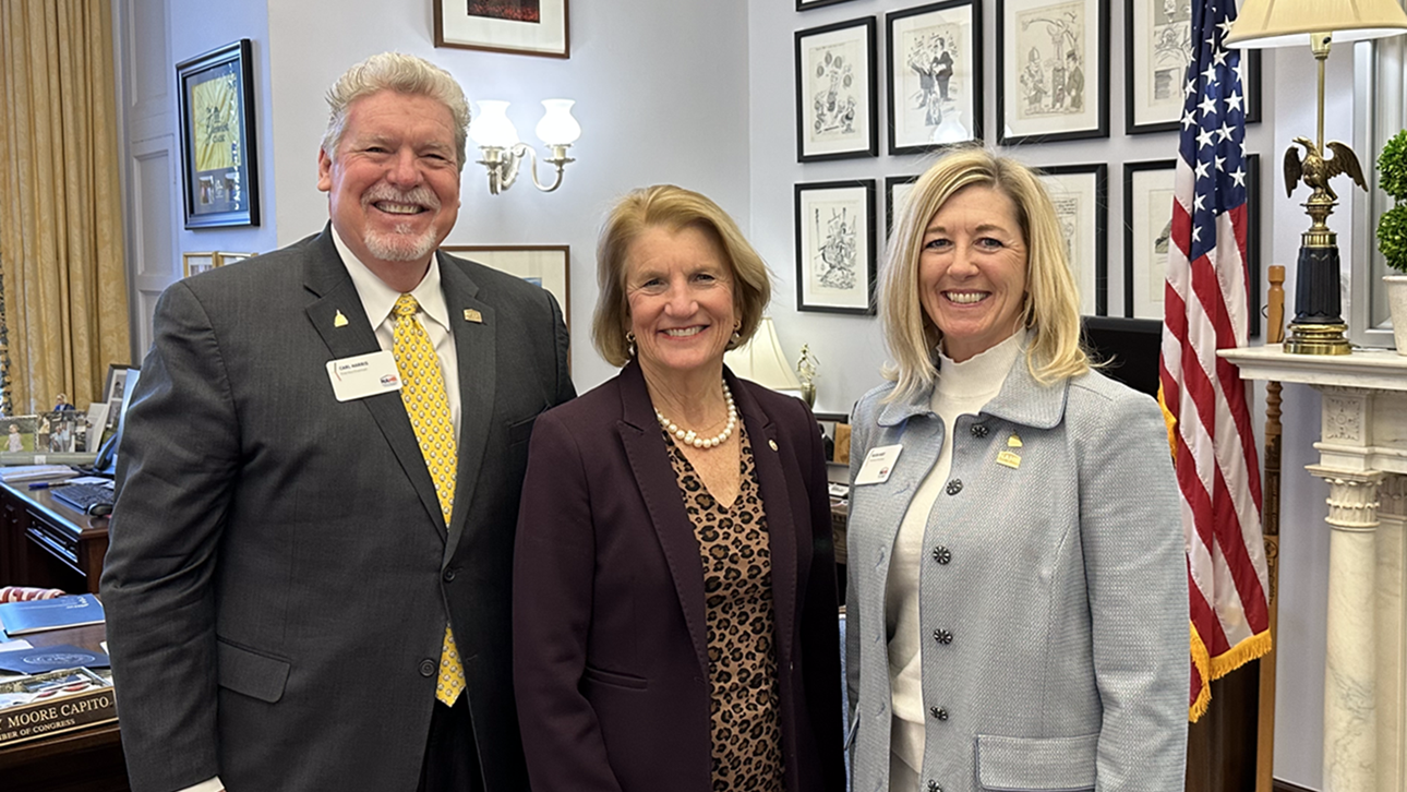 NAHB Chairman Alicia Huey and First Vice Chairman Carl Harris with Sen. Shelley Moore Capito (R-WV)