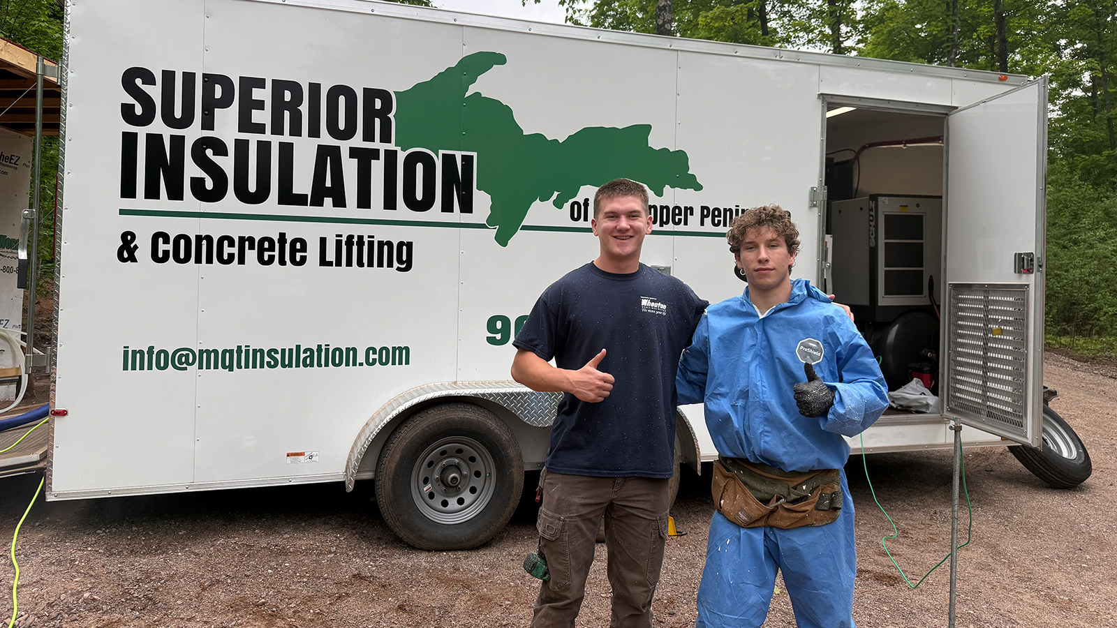 Superior Insulation truck with two 18-year-old cofounders Joe Krysmalski and Logan Curran