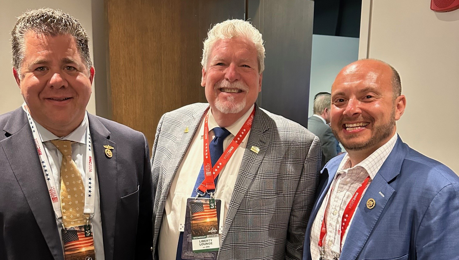 Rep. Nick LaLota (R-N.Y.) and Rep. Andrew Garbarino (R-N.Y.) with NAHB Chairman Carl Harris