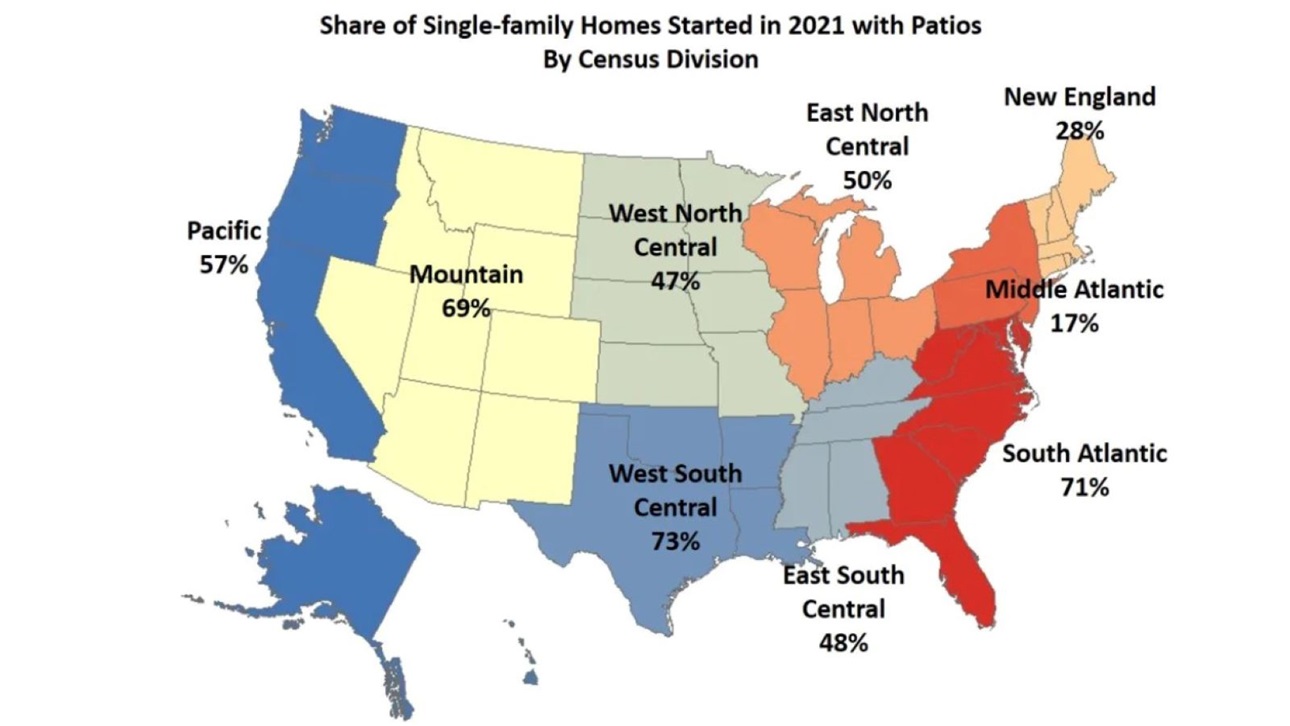 national map of patios in new homes