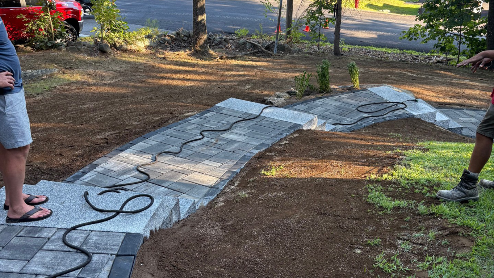 The new walkway for a veteran in need is shown.