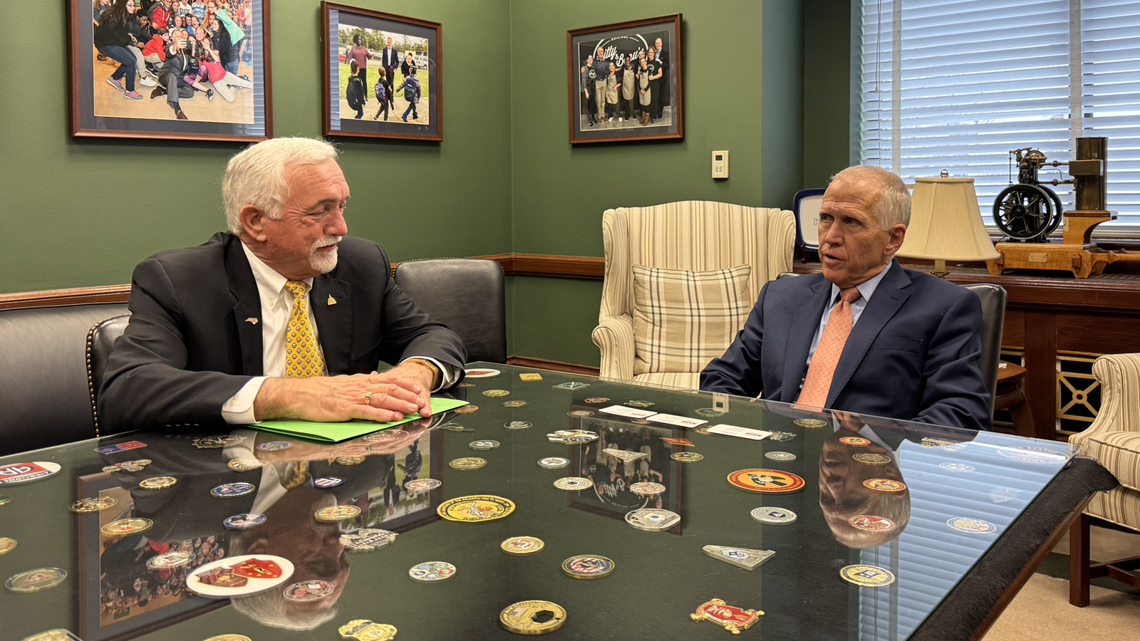Buddy Hughes and Sen. Thom Tillis (R-N.C.), Chair of the Senate Subcommittee on Financial Institutions and Consumer Protection