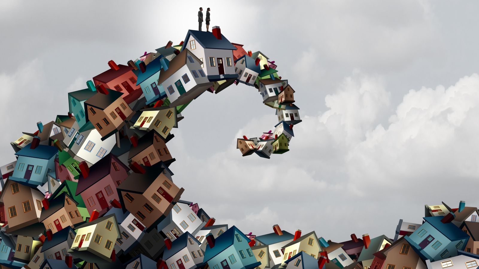 Wave of homes concept illustration