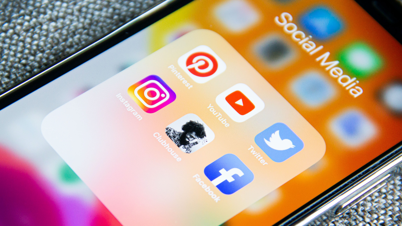 Cell phone displaying social media applications