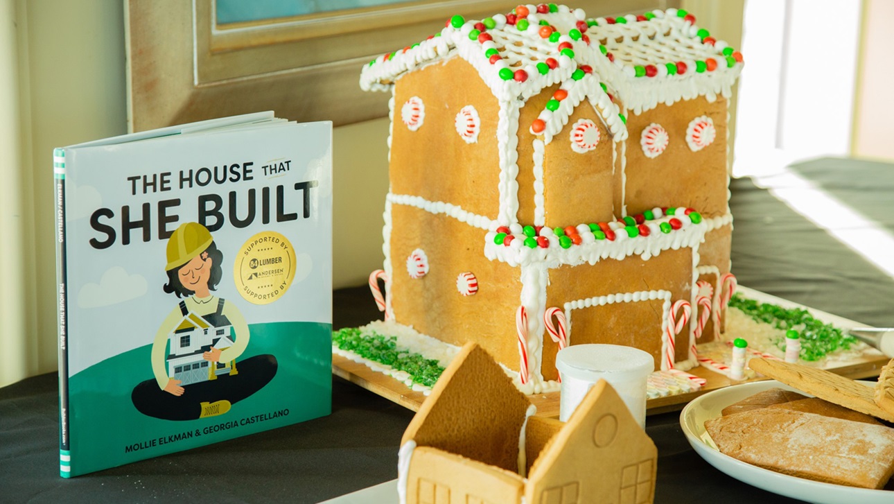 The House that She Built book with a gingerbread house