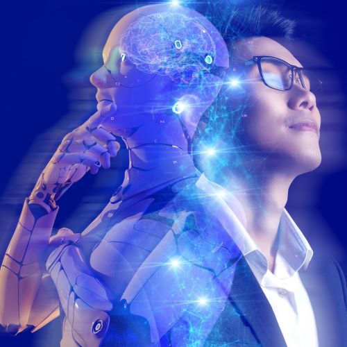 Humans vs. AI concept