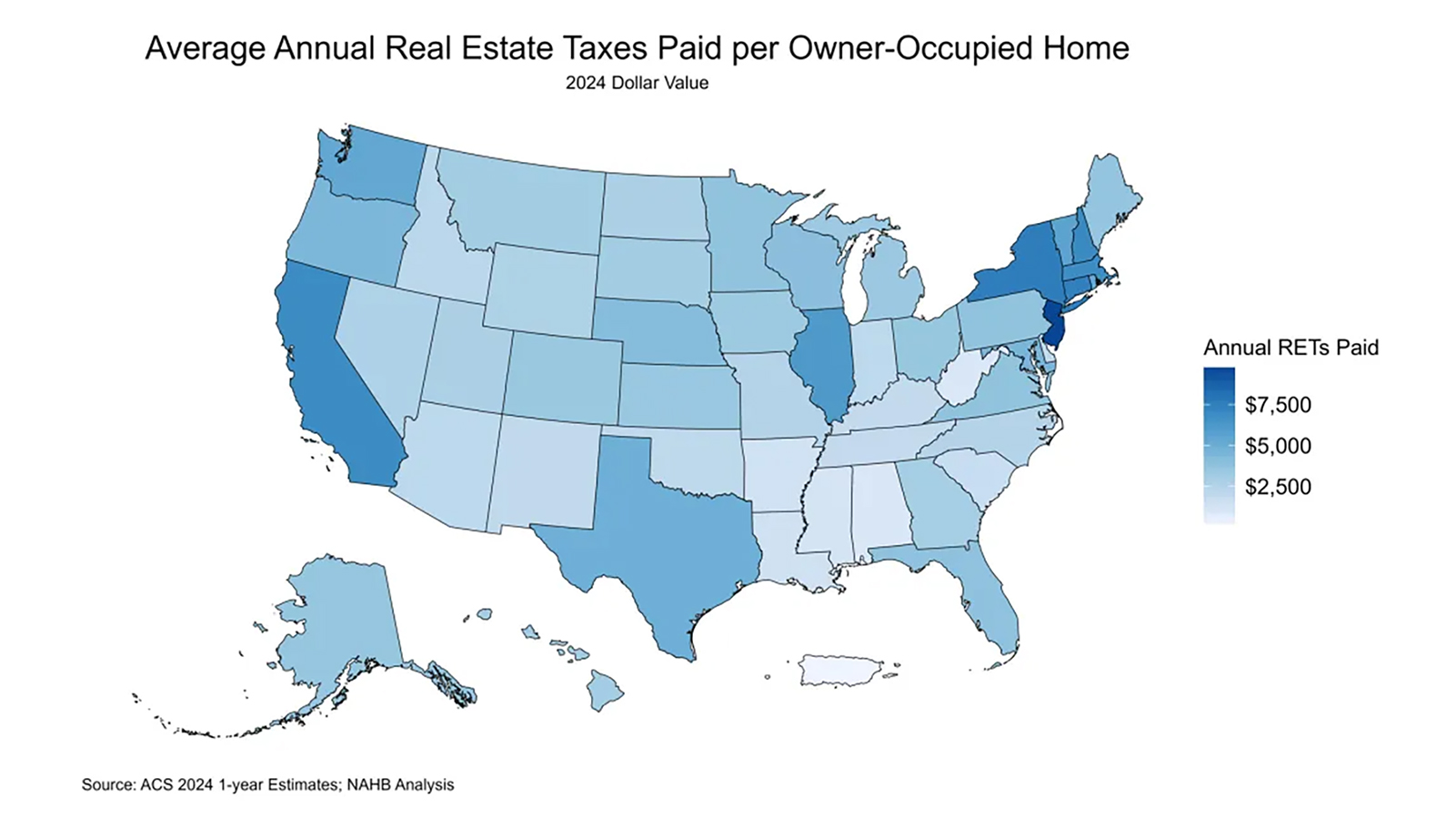 Map of property taxes by state