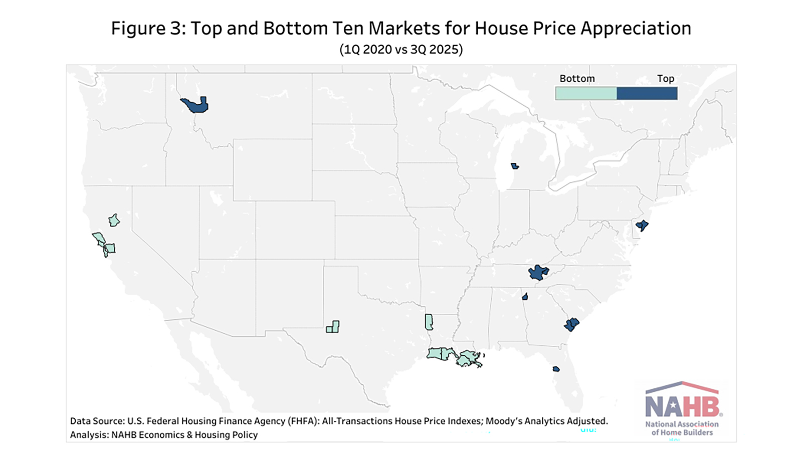 Top and Bottom 10 Markets for House Price Appreciation