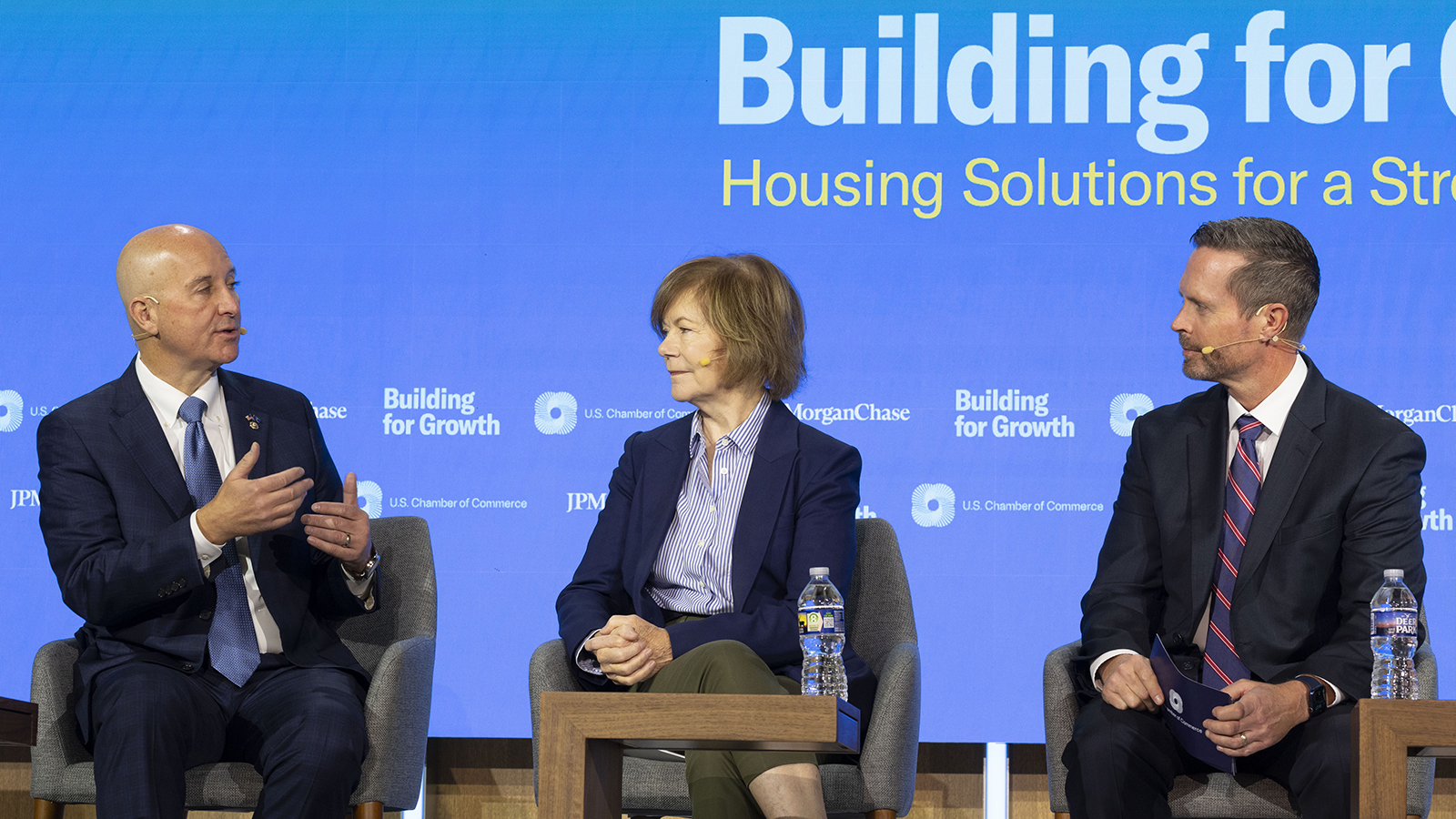 U.S. Chamber Housing Summit - Sens. Pete Ricketts (R-Neb.) and Tina Smith (D-Minn.) with Rodney Davis, Head of Government Affairs at U.S. Chamber of Commerce