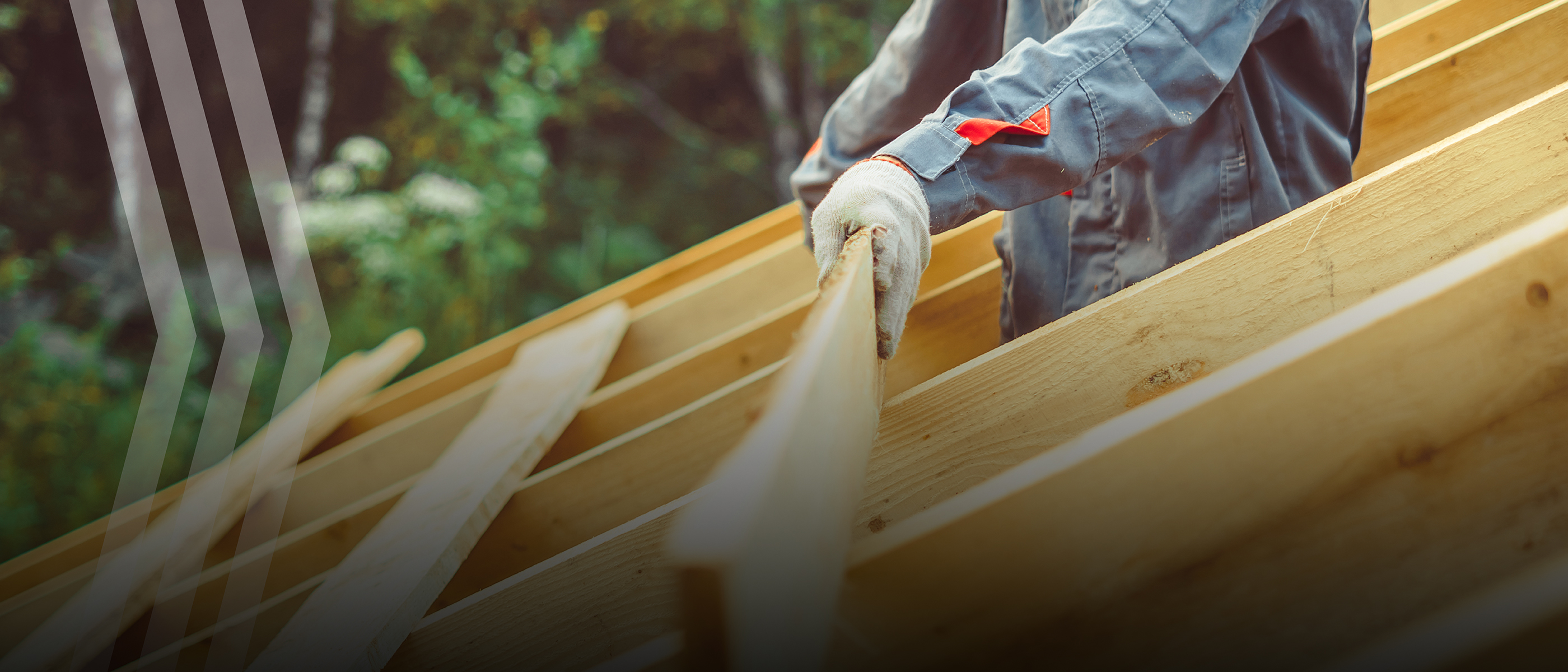 Builder reparing the roof after a disaster