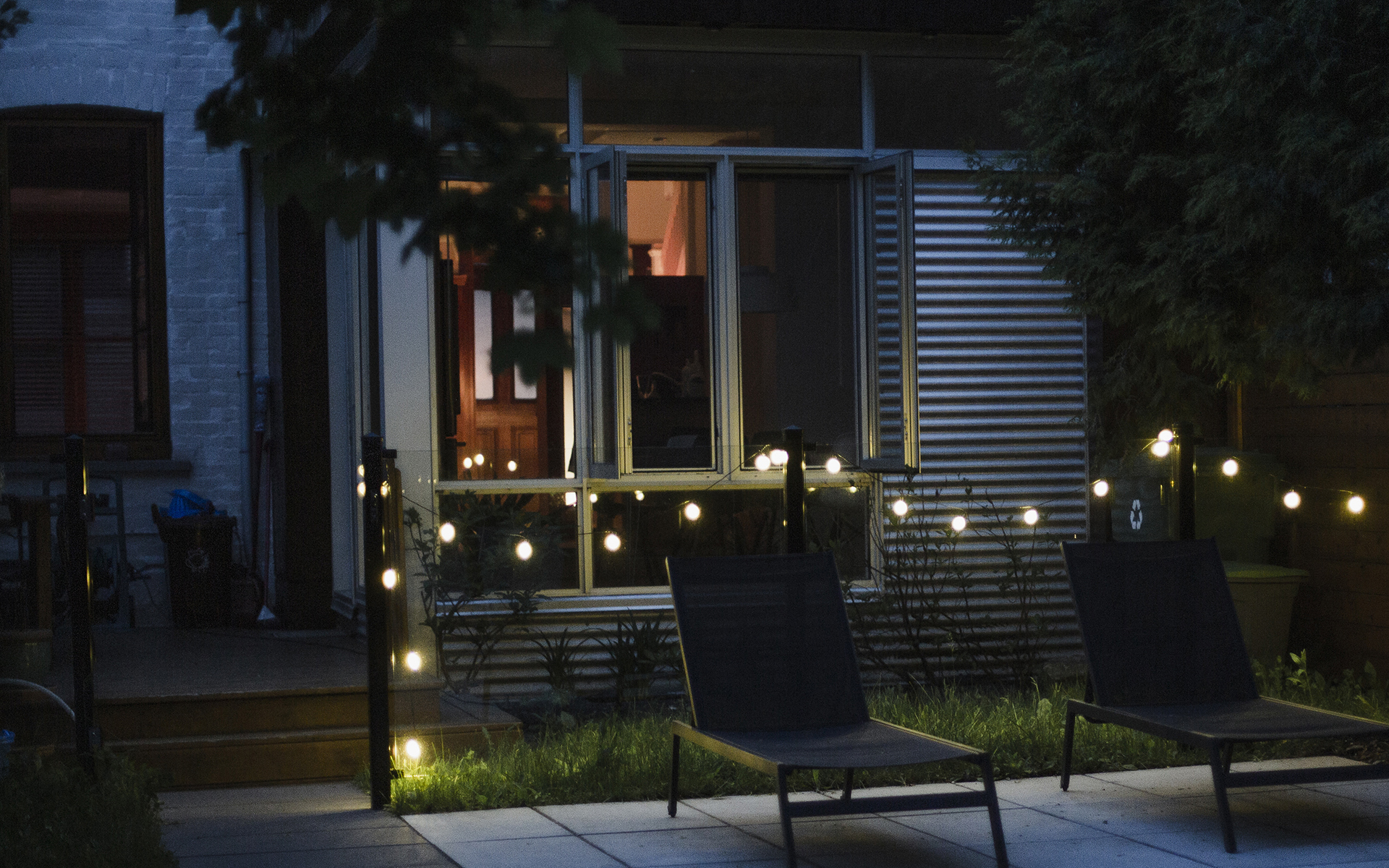 A patio of a single family home