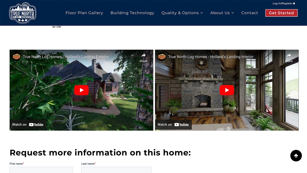 True North Log Homes Website