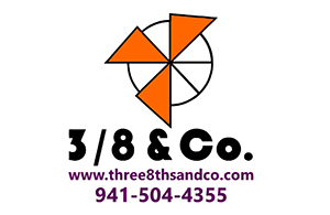 Three-eighths and Co. logo