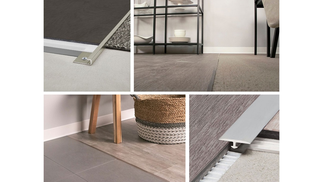 Schluter VINPRO - collage of 4 different floorings