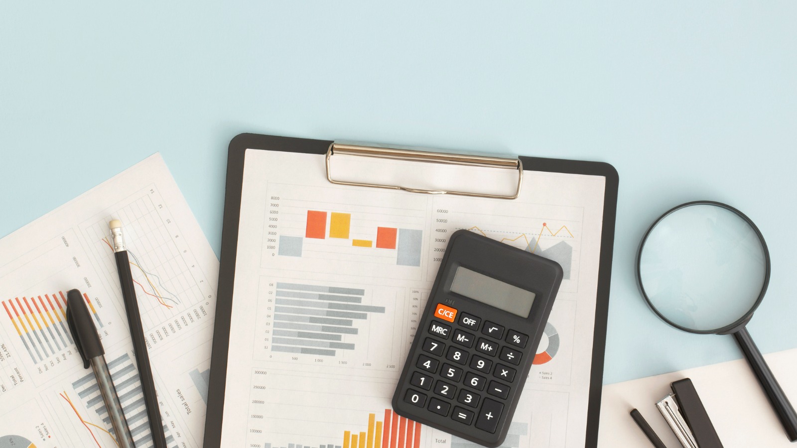 Calculator and financial documents