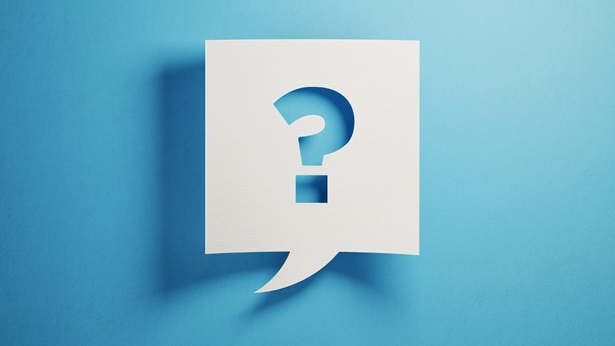 Blue background with a floating question mark