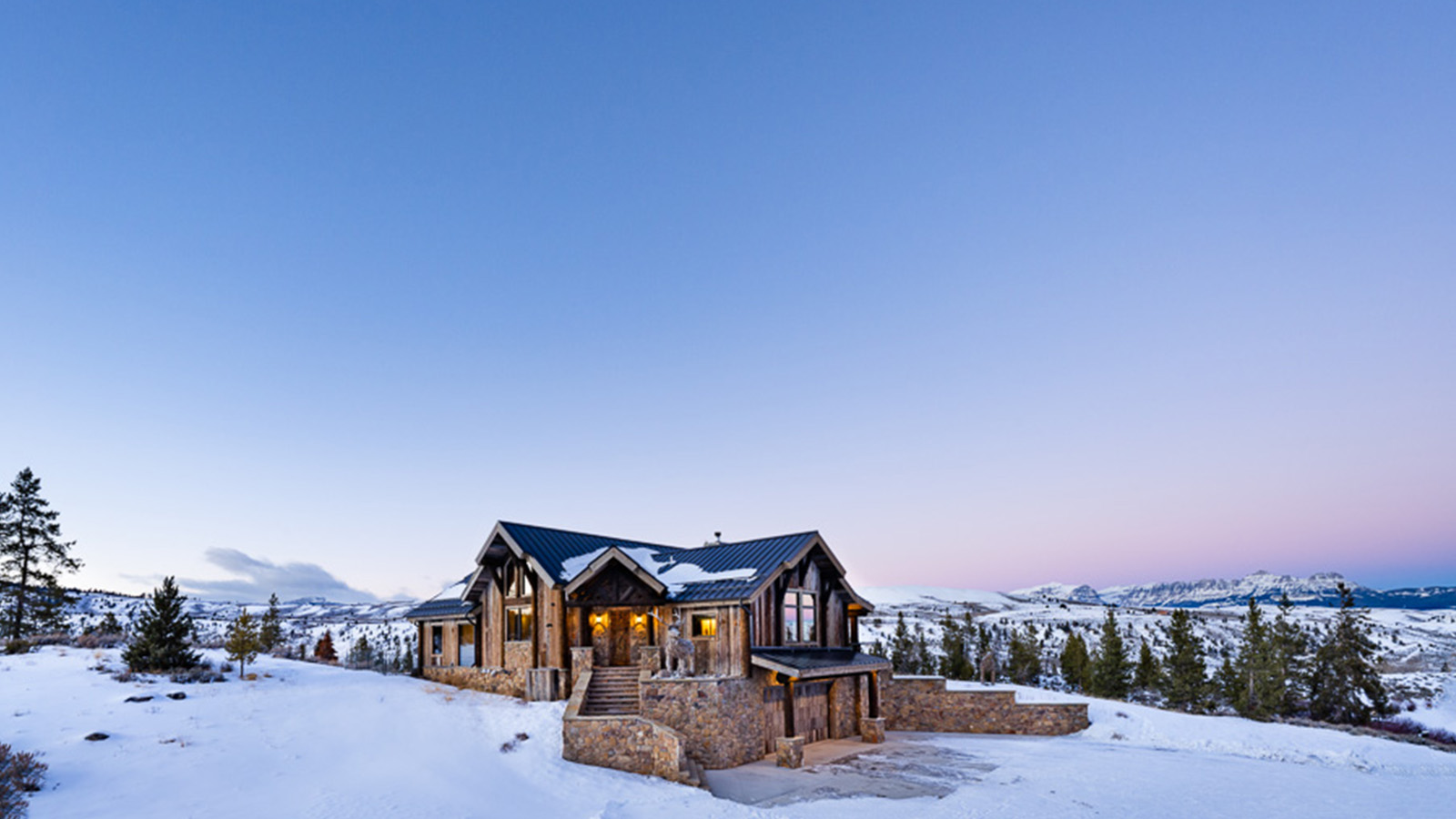 Wind River Valley log home from afar