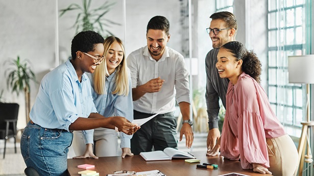 A picture of young professionals having a conversation